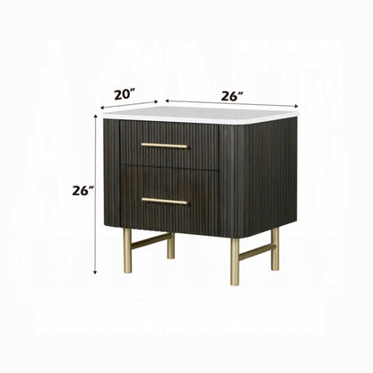 Clayten Espresso Nightstand w/Engineering Natural Marble Top