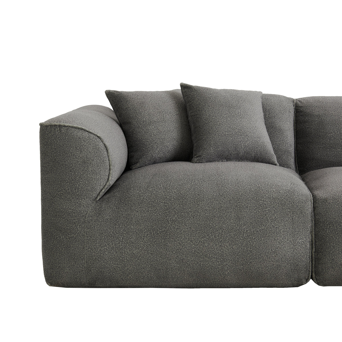 U_Style Luxury living room double-needle cut velvet sofa, 4-seater with pure sponge seat cushions and a detachable footstool