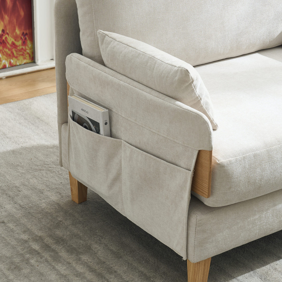 Foldable sofa bed recliner, 3-in-1 convertible sleeper, mid-century modern decor, suitable for small spaces, with three pillows, can be placed in the bedroom study room guest