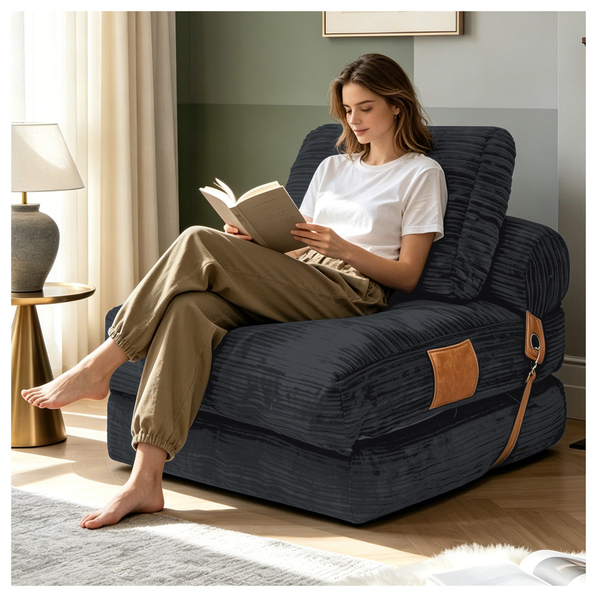 Lazy Sofa Bean Bag Chair,Folding Sofa Bed,Comfy Portable Convertible Fold Out Lounge Chairs for Living Room Bedroom.