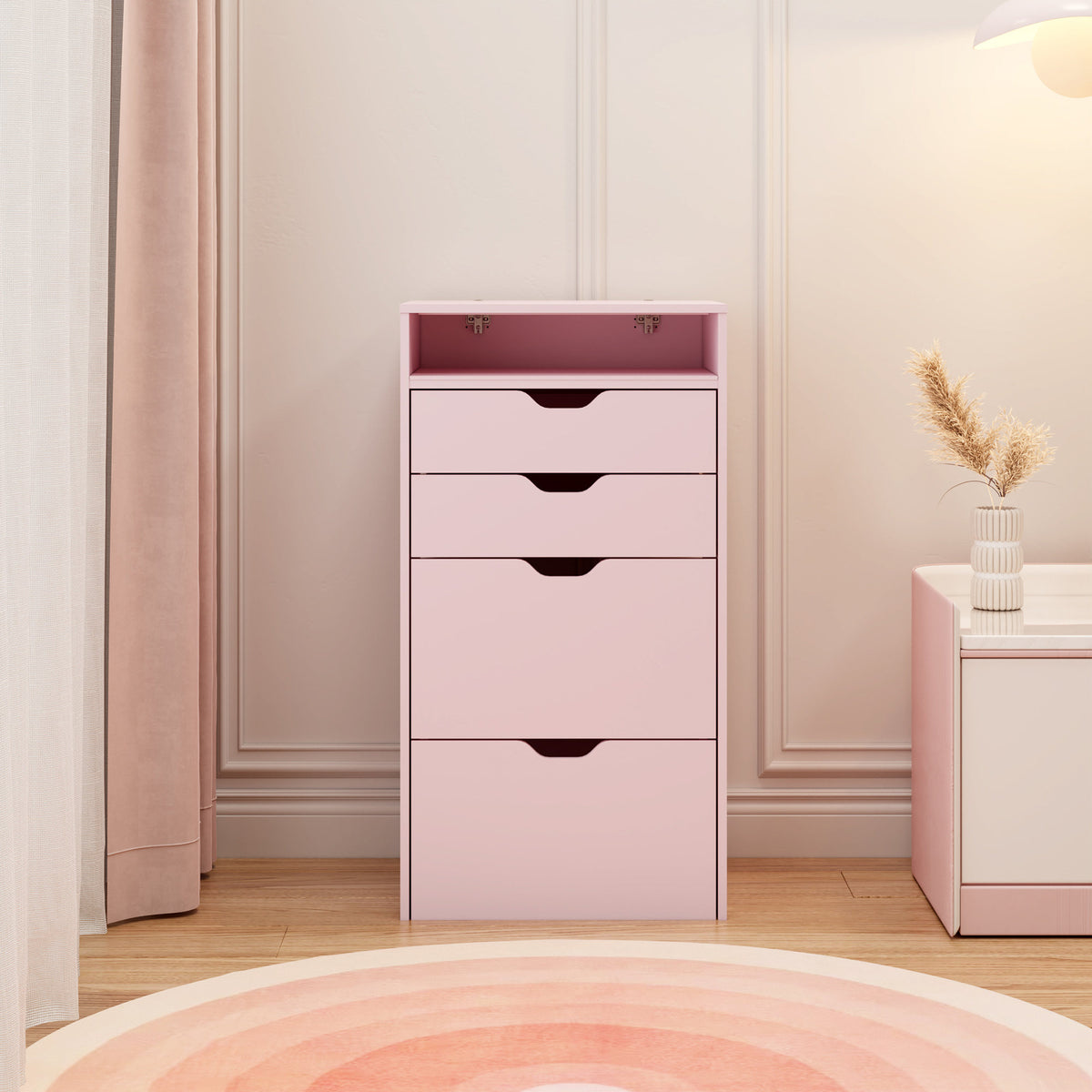 Dressing Table and Stool, 3-in-1 Multifunctional Dressing Table Set, Featuring Three-color Lighting Modes, HD Mirror, Two Sliding Drawers