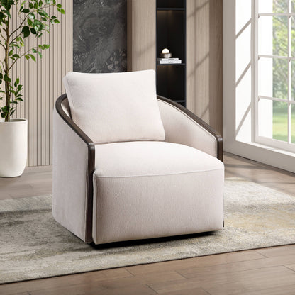 Lenora Beige Chenille Accent Chair w/Swivel