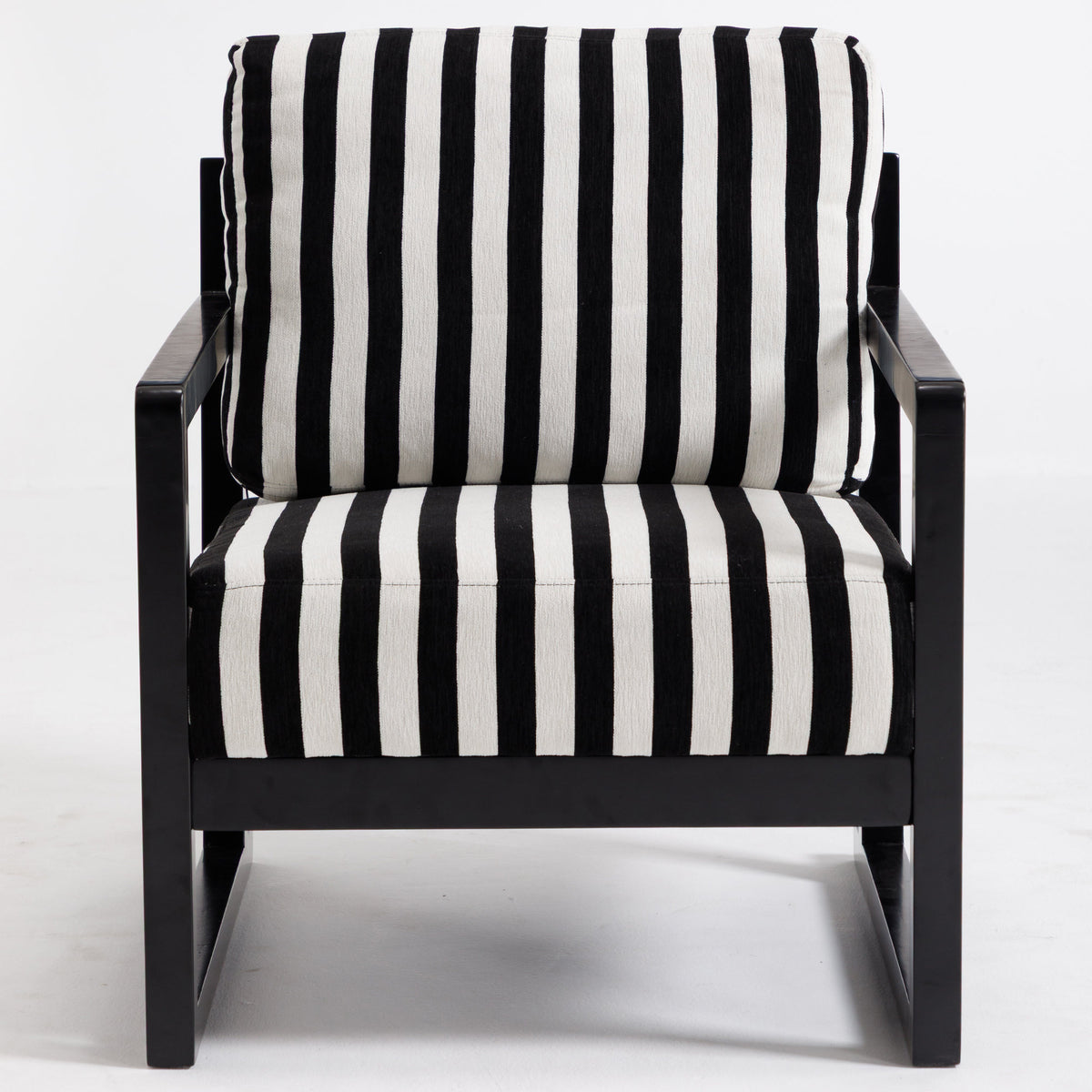 Mid-Century Modern Fabric Lounge Chair, Single Sofa Chair with Armrests, Upholstered Lounge Chair with Wooden Frame