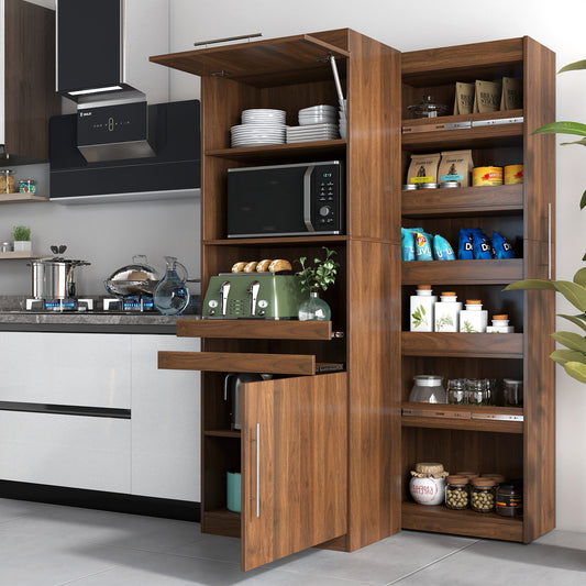 66.93 in Tall Kitchen Pantry Cabinet, Freestanding Kitchen Storage Cabinet  with multi-functional pull-out multi-tier storage shelfhelves , Tall Food Pantry Cupboard with Door