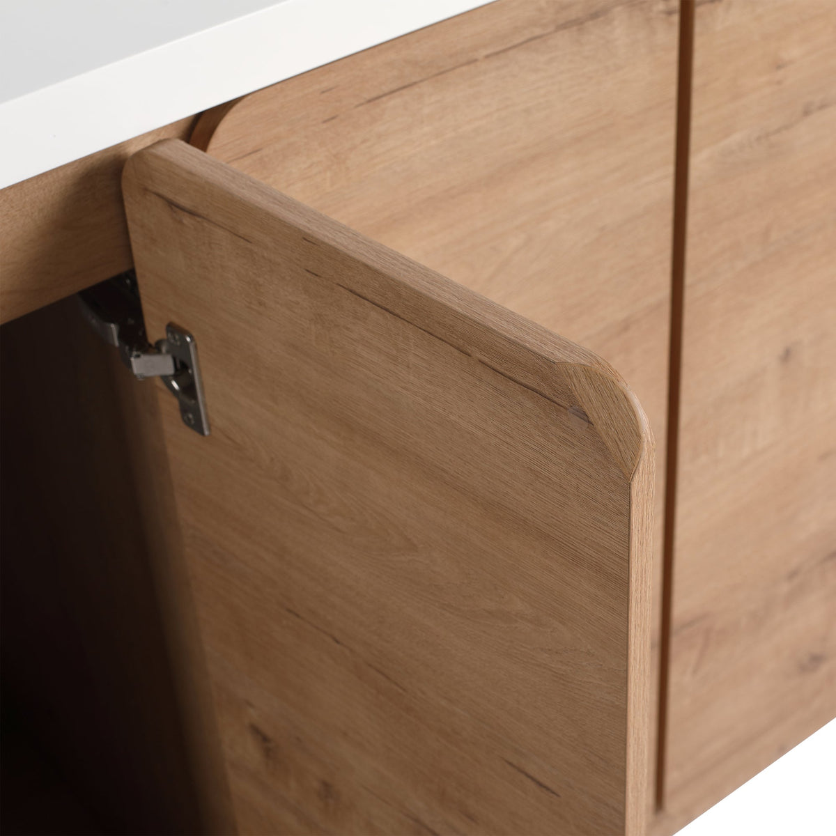 60'' Freestanding Bathroom Vanity with White Resin Sink, 4-Soft-Close Door, KD-Packing, Plywood, Imitative Oak