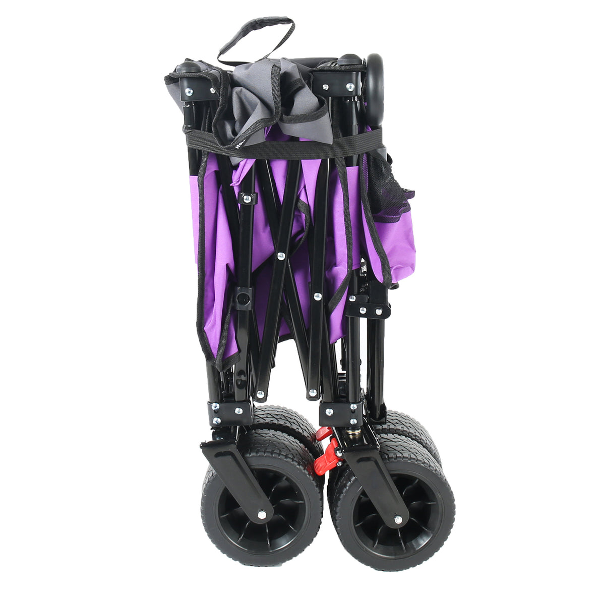 Multi-Functional Pull Folding Wagon Cart with Flexible Handle & Canopy, Heavy Duty Utility Cart with 7"x4" All-Terrain Wheels for Camping, Transport, Groceries, Sports, 520LBS/240L, Purple