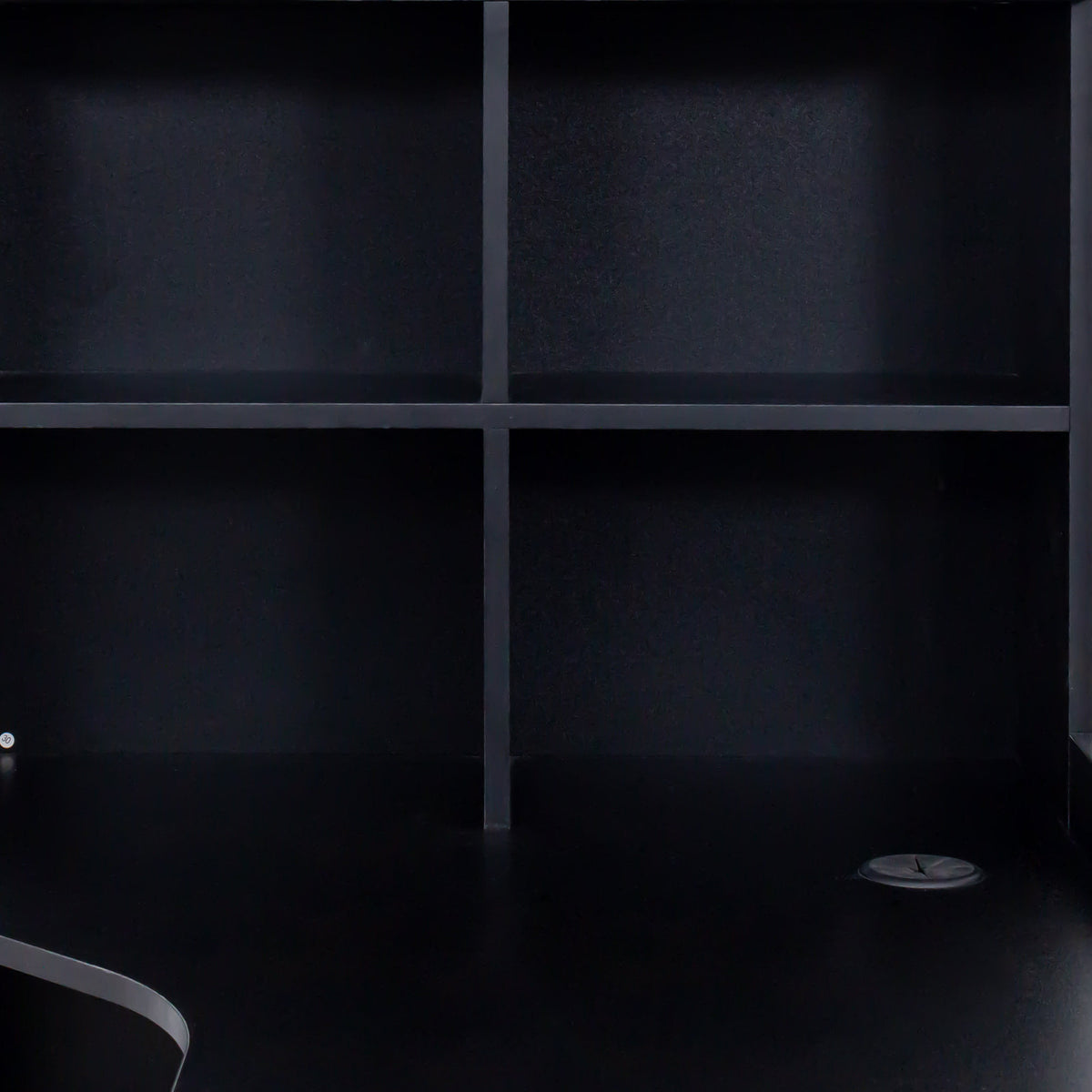 L-Shaped Corner Computer Desk for Home Office or Study desk, Study Modern Style Table with Drawers, Bookshelf & Hutch – Black