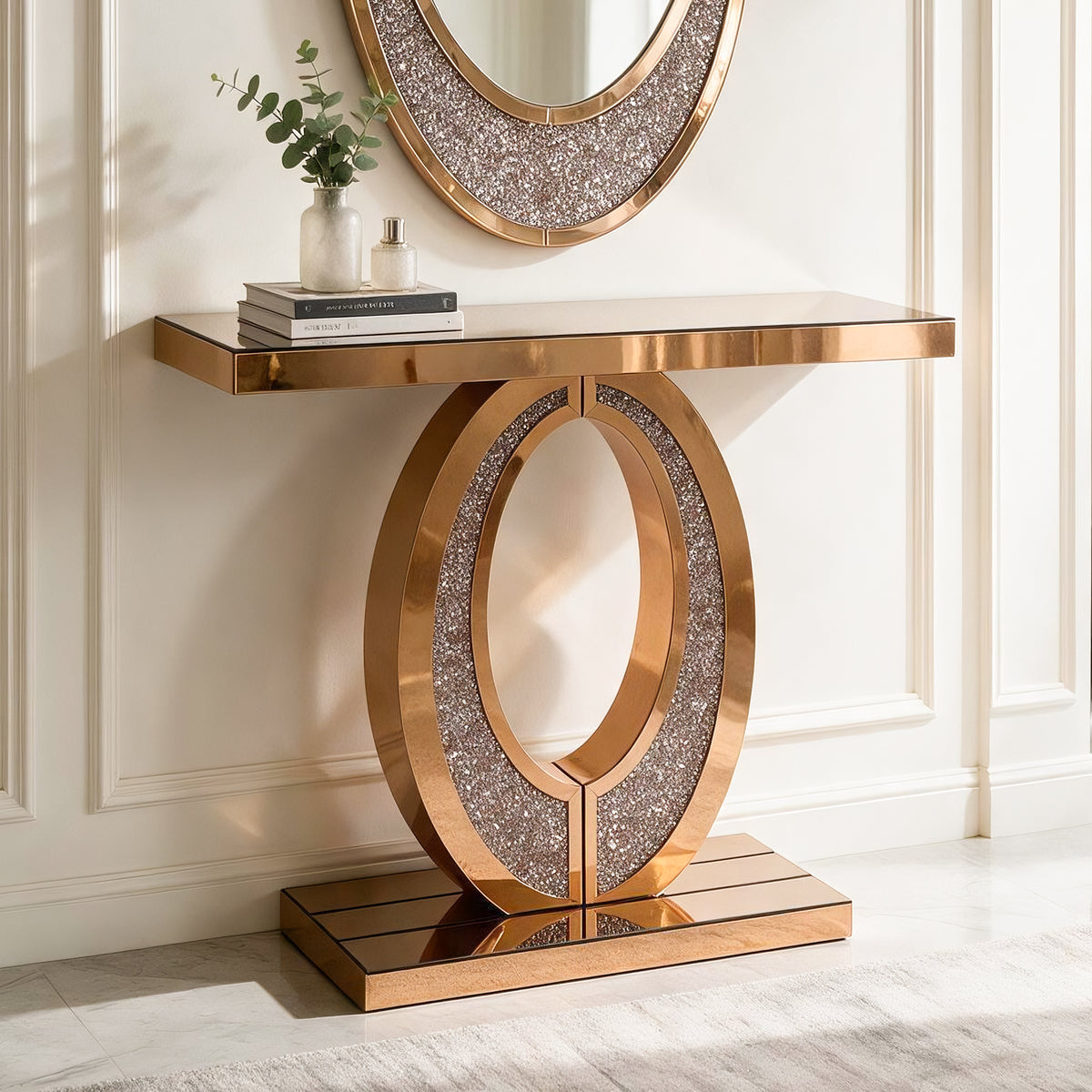 Artisan Crafted Mirrored Accent Table, High Quality Build For Every Interior Scene(Brown)