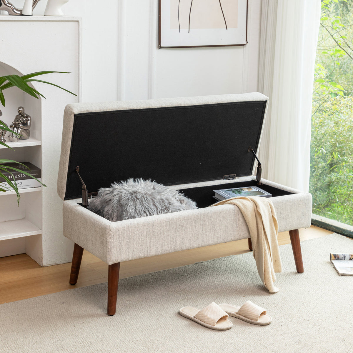 Storage Bench with Storage Bench for Bedroom End of Bed Bench Foot of Bed Bench Entryway Bench Storage Ottoman Bench 43.7" W x 18.1" D Off