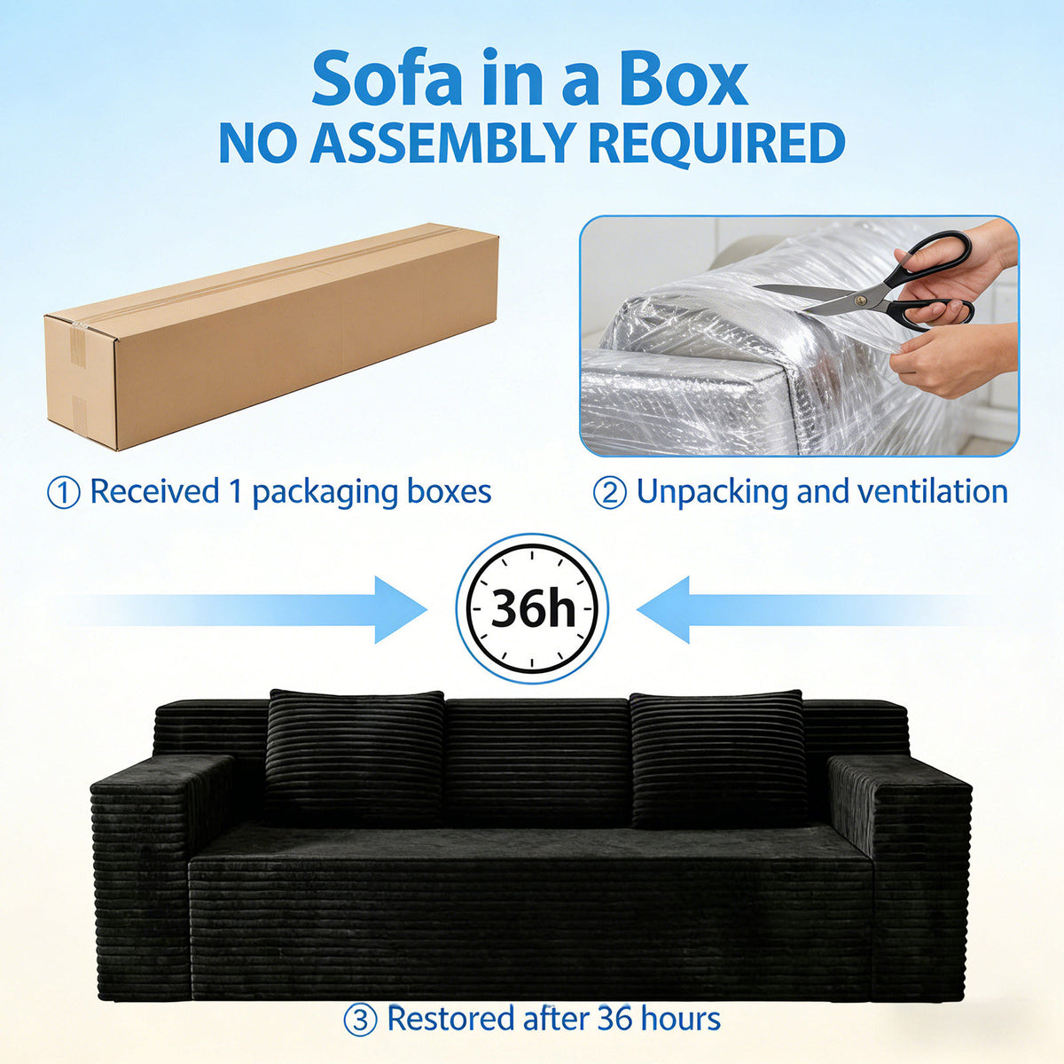 71" 3Setaser Sofa,Corduroy Fabric,Deep Seat Couches,Comfy Loveseat Sofa,No Assembly,1pcs for Living room, Bedroom,Conference room ,Apartment