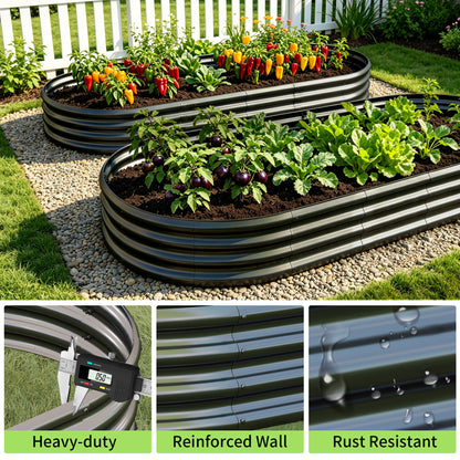 Galvanized Raised Garden Bed 6x3x1ft - Heavy Duty Metal Planter Box for Vegetables, Herbs & Flowers, Rust-Proof Outdoor Garden Bed with Large Capacity, Black, 2PCS