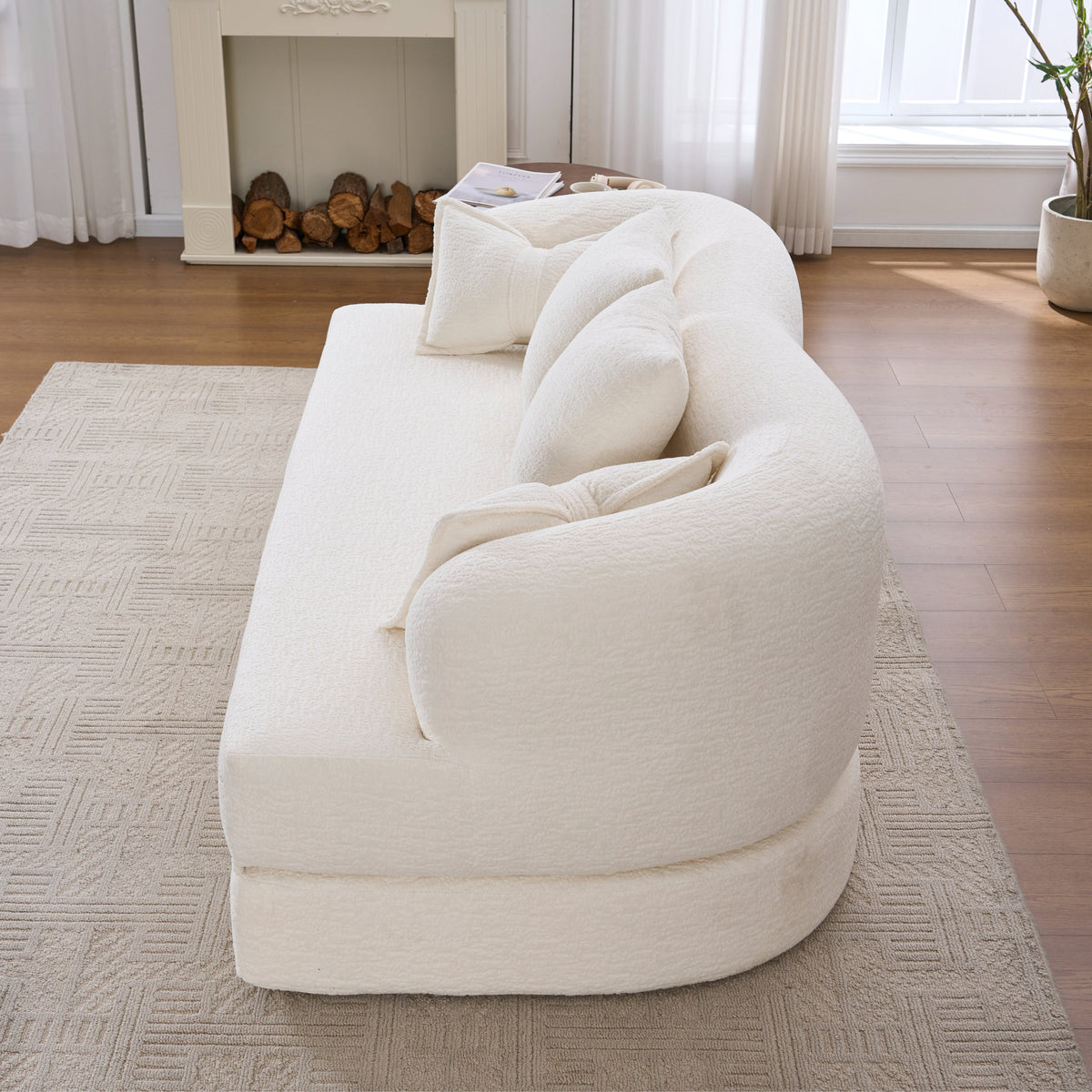 (Old Sku : W2231P392100) 2-in-1 Foldable Sofa Bed,70 Inch Folding Boneless Couch Convertible Compressed Sleeper Sofabed, 4 Pillows for Living Room Apartment, Milk White