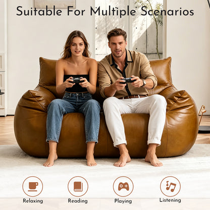 PBPMSR--Bean Bag Chair,Bean Bag Sofa - Large Bean Bag Sofa for Adults, Teens, and Children for Living Rooms, Bedroom, Dorm,Tech Fabric with faux‑leather appearance,Brown