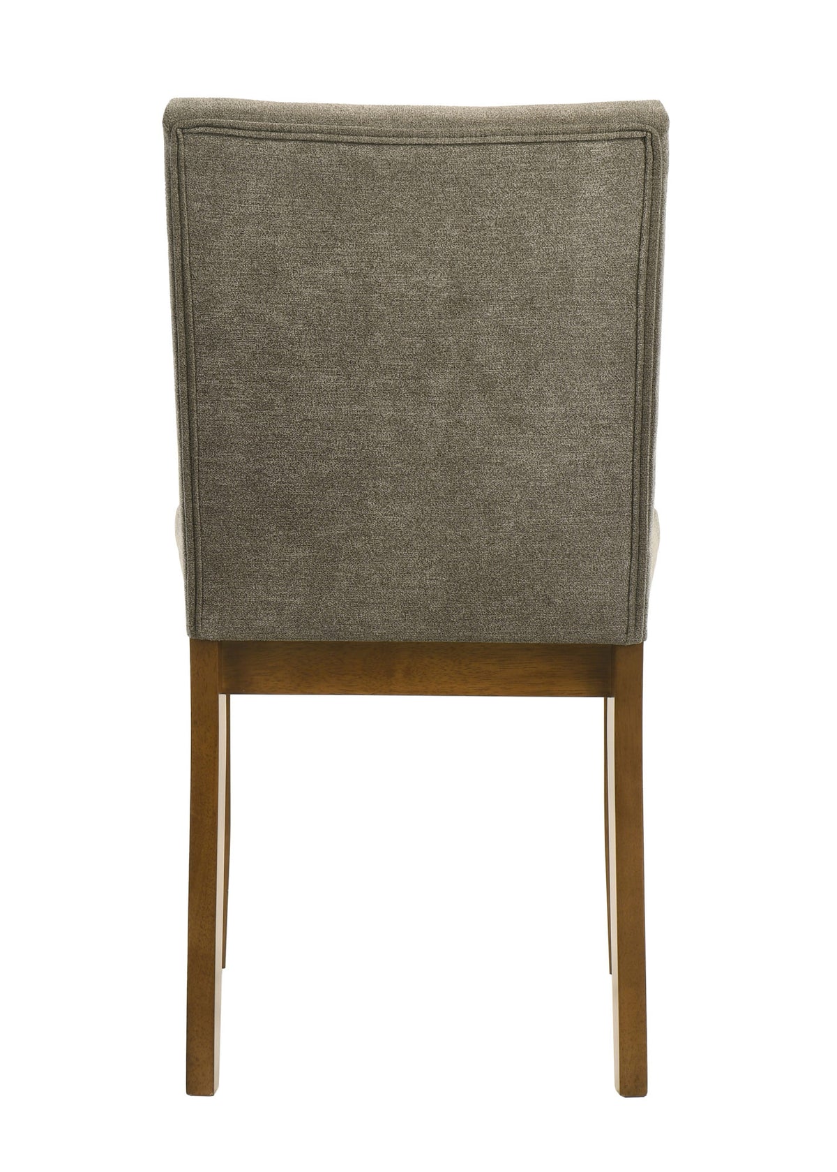2pc Plush Tailored Side Chairs Upholstered Refined Neutral Gray Fabric Stylish Channel Tufted Accents Brown Finish Dining Room Wooden Furniture Brown