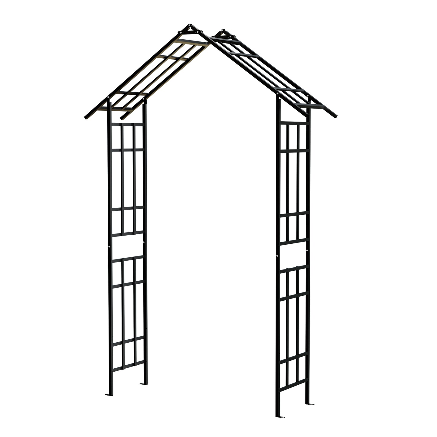 Metal Garden Arch with Adjustable Width W42.52''W78.15''  Climbing Plants Support Rose Arch Outdoor Black