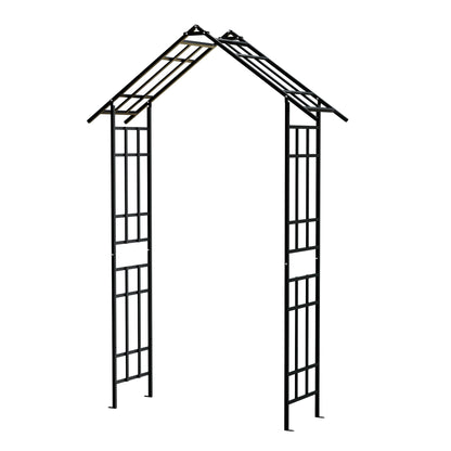 Metal Garden Arch with Adjustable Width W42.52''W78.15''  Climbing Plants Support Rose Arch Outdoor Black