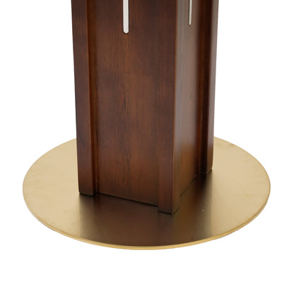 Φ85cm Round Slate Dining table, 12mm Black Desktop, Walnut Column, 2 - Person Kitchen Table for Small Space, 150lbs Weight Capacity(Only the Negotiation Table)