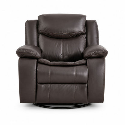 Faux Leather Swivel Recliner Chair, Manual Reclining Armchair with 360° Swivel Base, Padded Backrest & Armrests