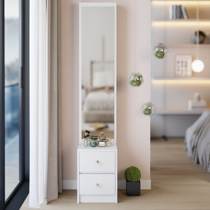 Simple Stylish Dressing Mirror Cabinet, Cosmetic Organizer Cabinet, Jewelry Cabinet, Extra Large Full Body Mirror, Multi Layer High Capacity Storage, 11.8" x 15.7" x 63", EPA, GCC, UL Certificate
