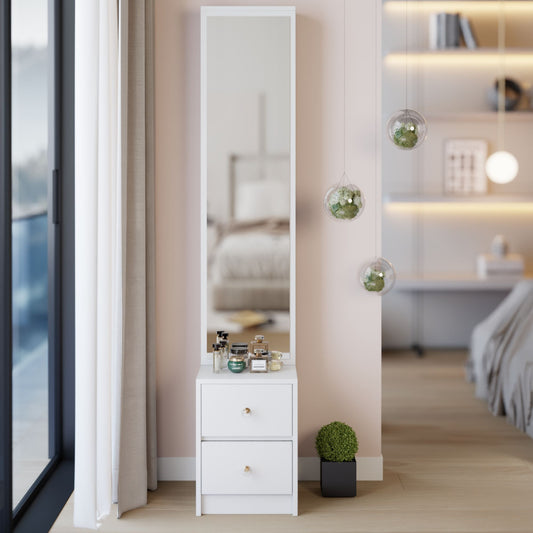 Simple Stylish Dressing Mirror Cabinet, Cosmetic Organizer Cabinet, Jewelry Cabinet, Extra Large Full Body Mirror, Multi Layer High Capacity Storage, 11.8" x 15.7" x 63", EPA, GCC, UL Certificate