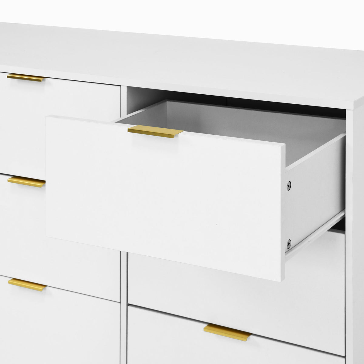 White 9 Drawer Dresser, 63" Large Deep Chest of Drawers, Wooden Dresser Storage Cabinet with 9 Drawers, Long Dressers – Model W409S00015