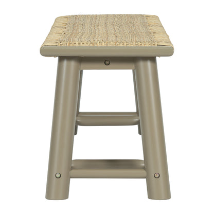Farmhouse Modern Solid Wood Rattan Bench - 59 Inch Indoor & Covered Outdoor Bench Champagne Finish Multi-Functional Design