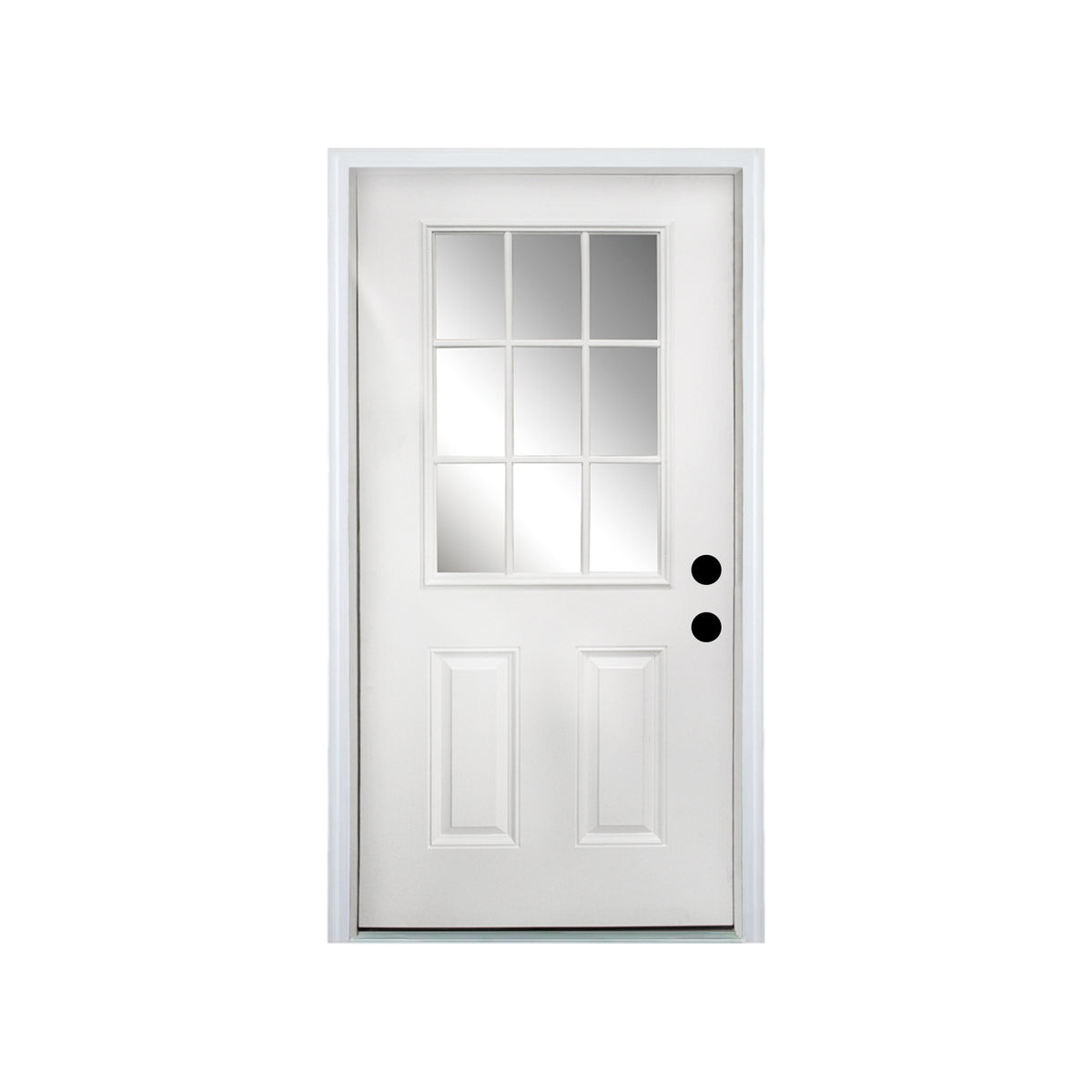 36 x 80 Fiberglass Entry Door Slab, 9 Lite Low-E Glass - Primed Front Door Slab for Home's Front Entrance, Left Hand Inswing, White Oak Wooden Grain Knock-Down Door Slab