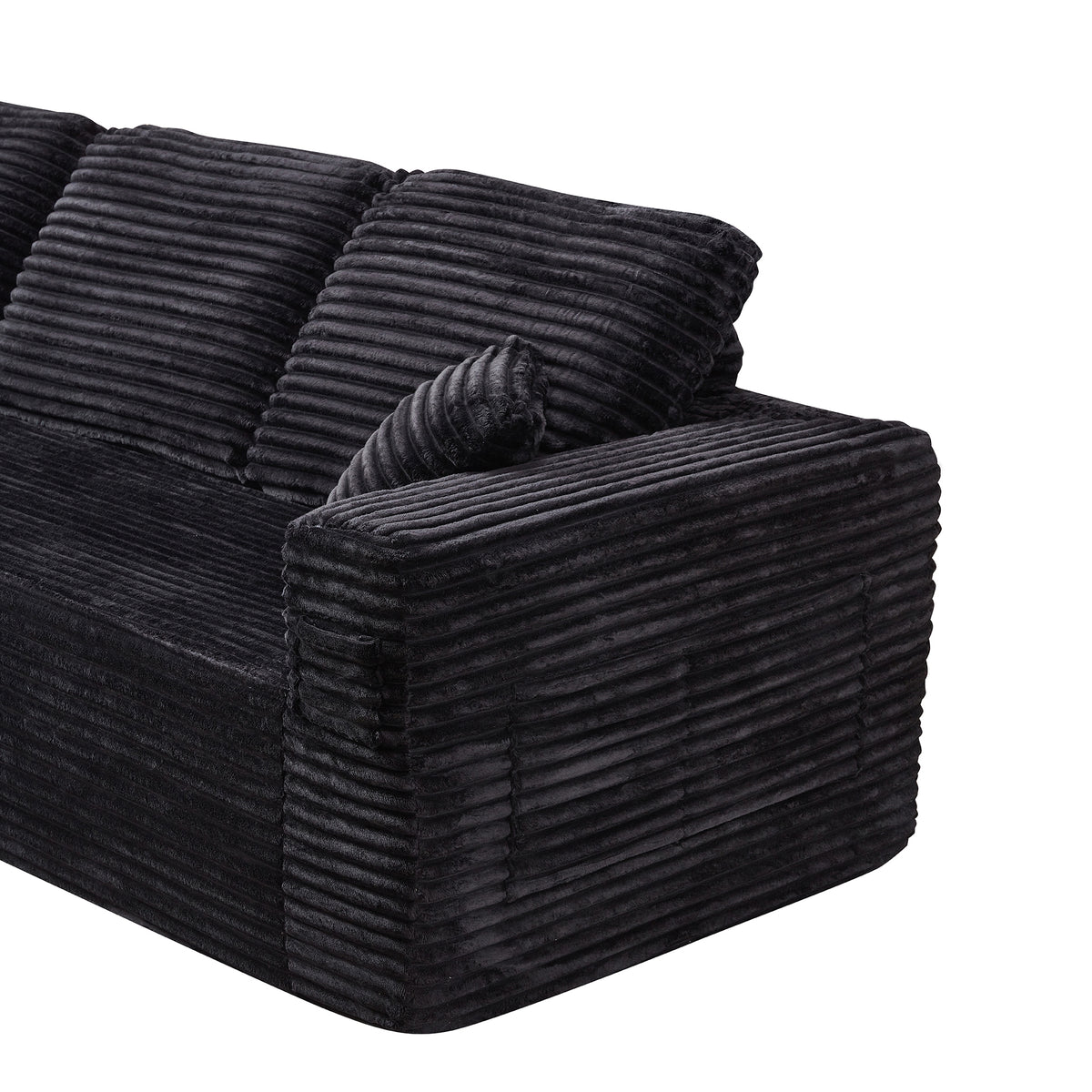 100.39"Cloud Sectional Couch with R-Shape Chaise,Modern Modular Sofa wit Deep Seat,No Assembly Required,Compressed packaging,Pocket spring and Foam,Plush Fabric Black
