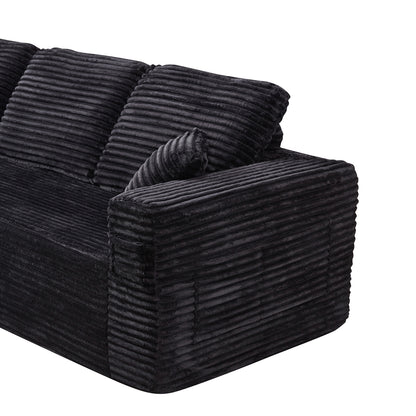 100.39"Cloud Sectional Couch with R-Shape Chaise,Modern Modular Sofa wit Deep Seat,No Assembly Required,Compressed packaging,Pocket spring and Foam,Plush Fabric Black