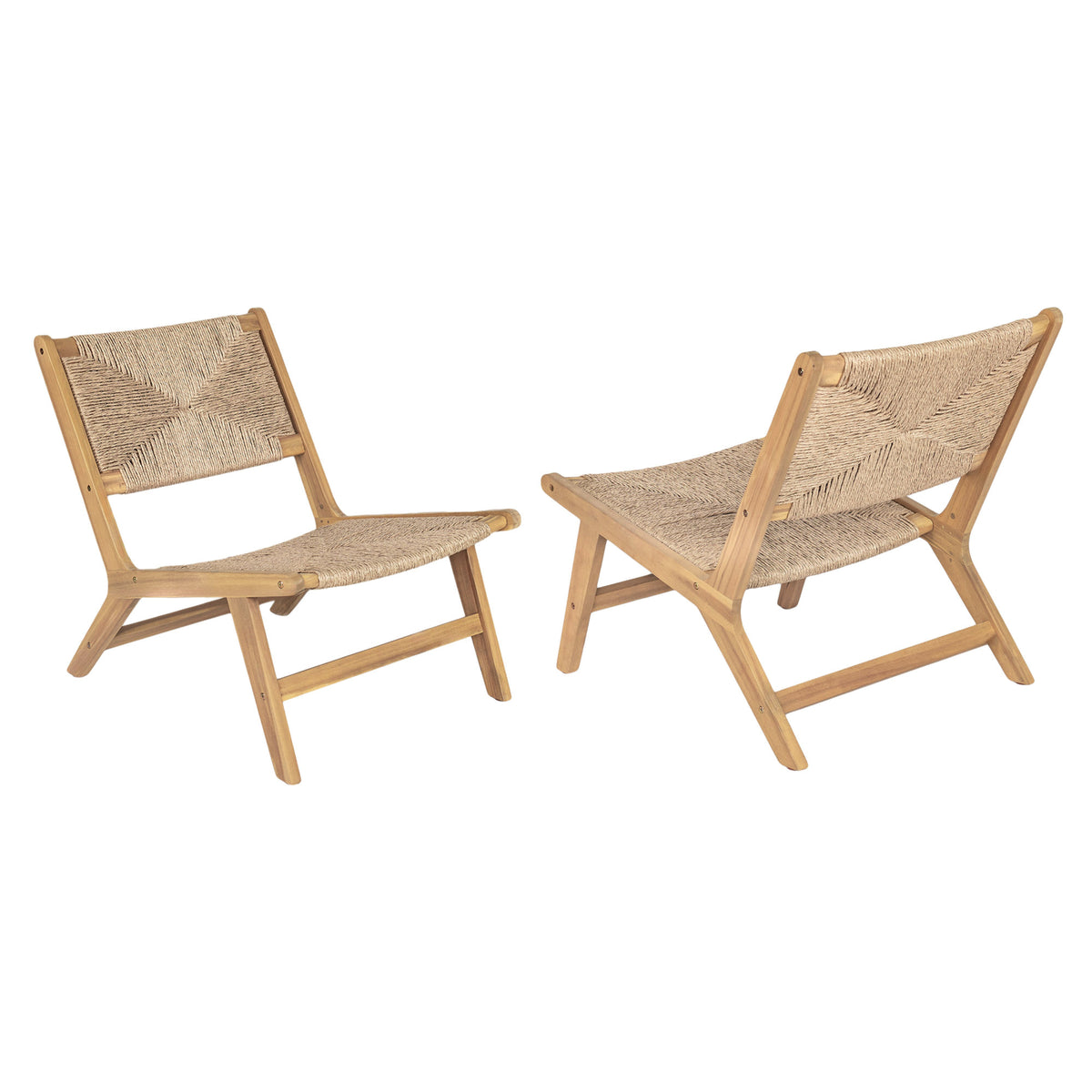 Acacia Wood Outdoor Armless Lounge Chair-Light Teak