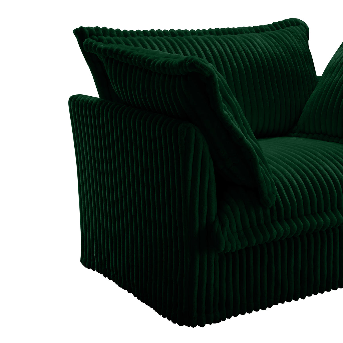 L-Shaped Slipcovered Sectional Sofa Couch, Comfy Deep Seat Cloud Couch with Convertible Ottoman & 2 Big Pillows, Modern Oversized 3 Seater Slipcovered Sofa Set for Living Room Office, Green Corduroy