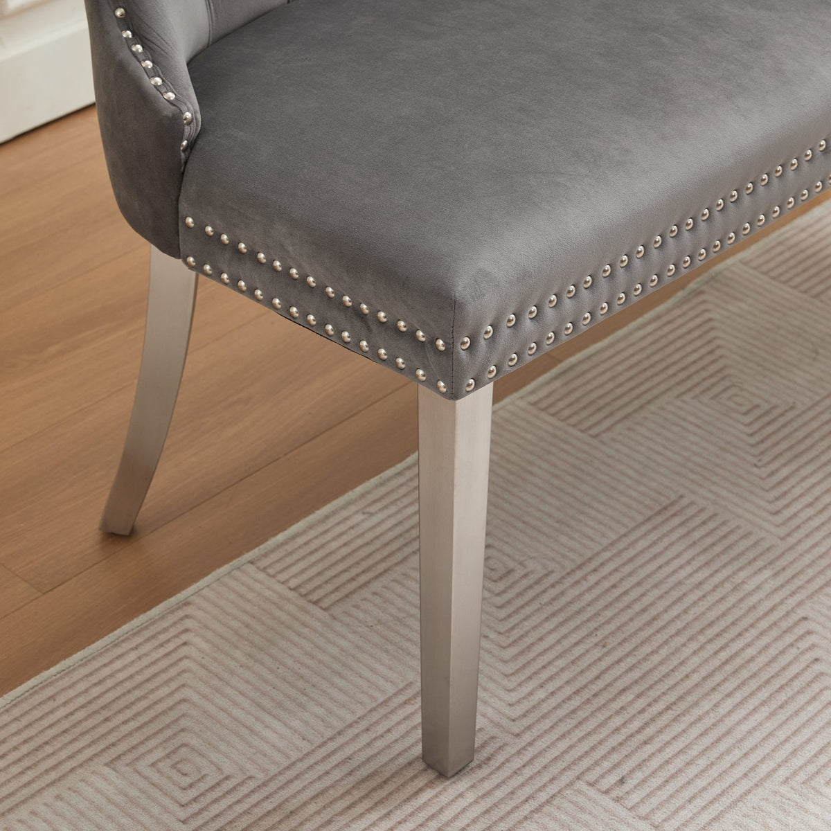 Velvet Double Dining Loveseat Bench, Kitchen & Dining Seating, 2-Seat Tufted Bench w/Handmade Buttons, Wing Back