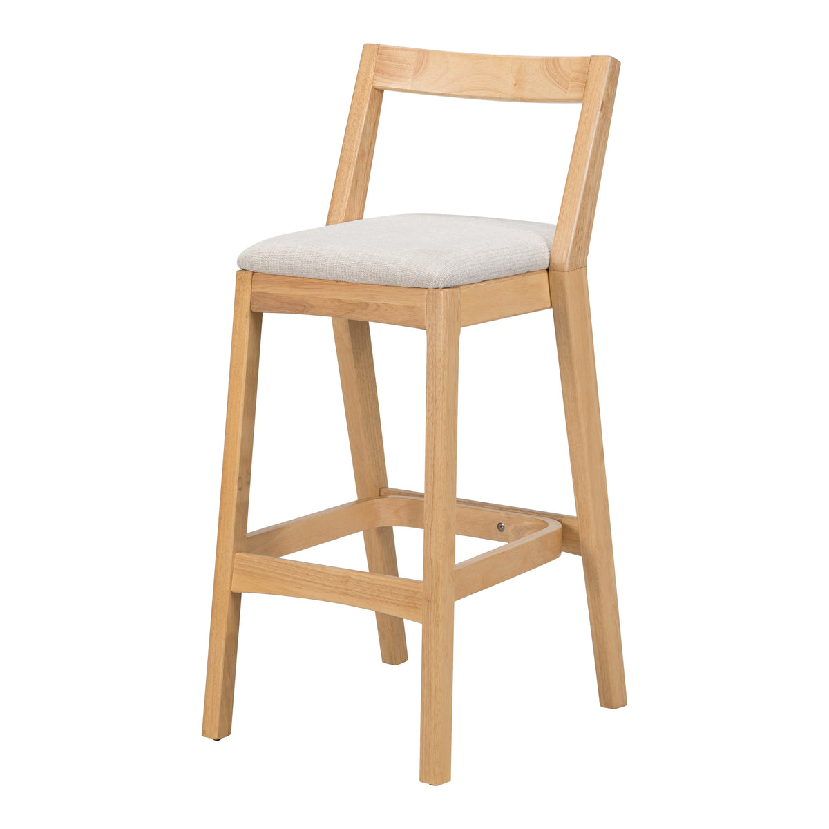 Jasper Indoor Rubberwood Barstool, Natural Finished and Beige Upholstery, Set of 2