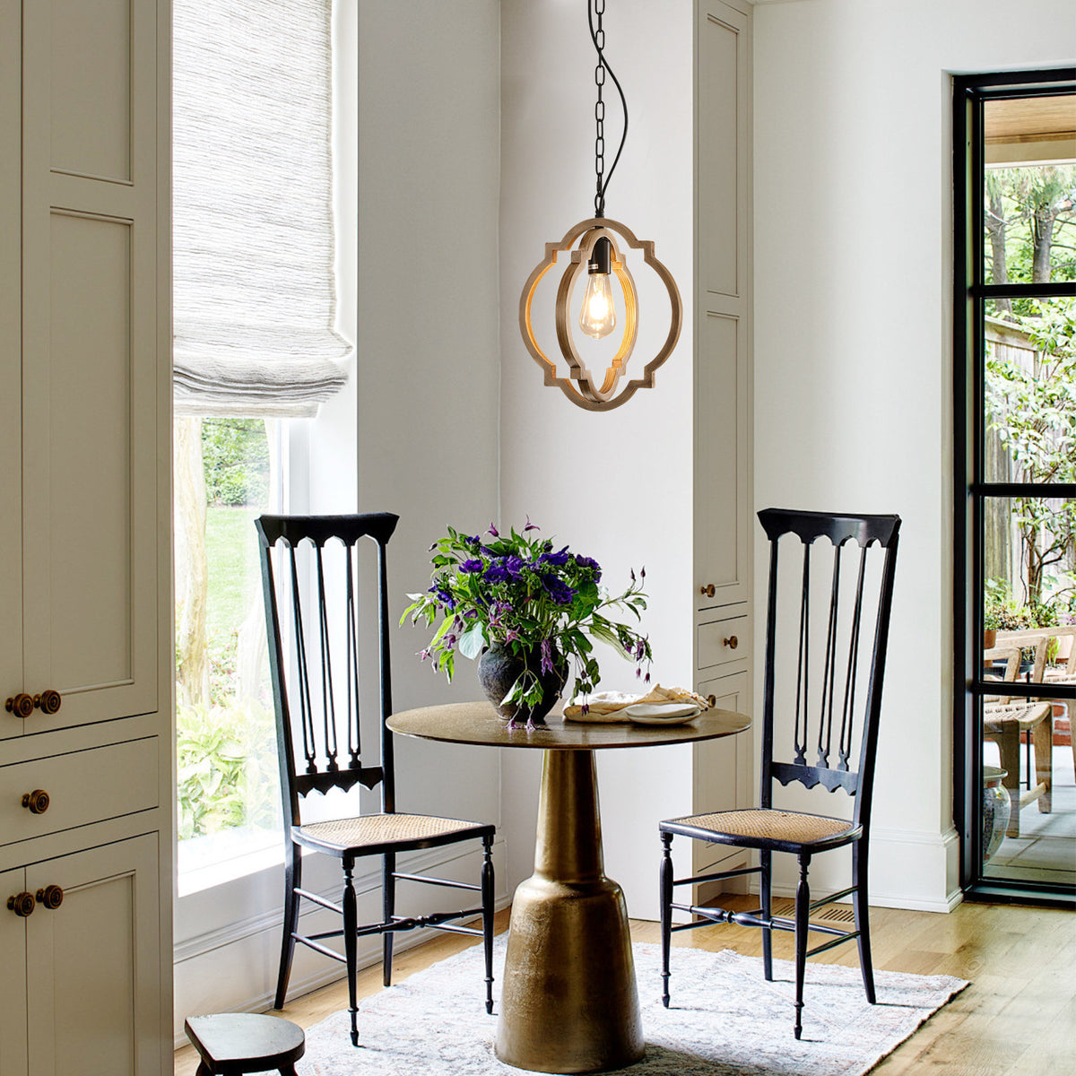 Farmhouse Chandelier, Retro Country Dining Room Lamp, Solid Wood Chandelier, Foyer and Dining room, Bulb Not Included