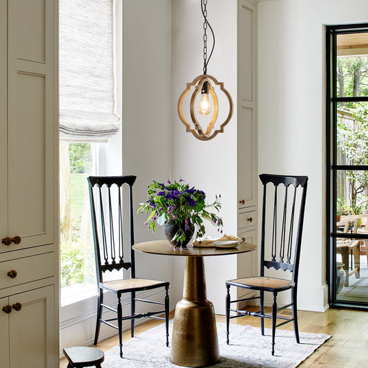 Farmhouse Chandelier, Retro Country Dining Room Lamp, Solid Wood Chandelier, Foyer and Dining room, Bulb Not Included