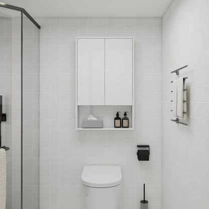 24" Bathroom Wall Cabinet, Soft Close Doors, Float Mounting Design,Glossy White,(KD-Packing)