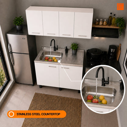 White 2-Piece Kitchen Sink Cabinet Set