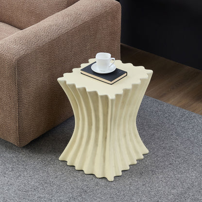 15.16 inch Side Table Vintage Sturdy Fiberglass Table For Living Room Apartment No Need Assembly Beige
