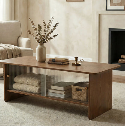 47-inch rectangular modern minimalist coffee table with a storage cabinet featuring glass sliding doors, suitable for living rooms, bedrooms and offices, easy to assemble, brown
W3935P408518/D25001Z