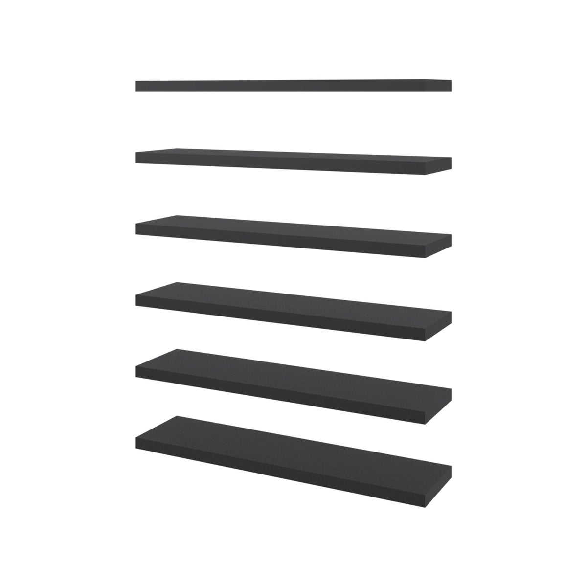 Madison 6-Piece Floating Wall Shelves Set, Wood Wall Mounted Display Shelves for Home Decor and Storage, Wenge
