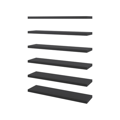 Madison 6-Piece Floating Wall Shelves Set, Wood Wall Mounted Display Shelves for Home Decor and Storage, Wenge