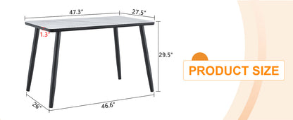 Modern minimalist rectangular dining table, suitable for 4-6 people. Tempered glass countertop+lower MDF board, imitation marble texture – Model W1151S04618