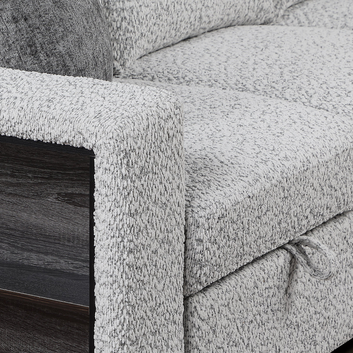 Giza Modular Sectional Sofa with Sleeper, Storage, USB Charging and Bouclé Upholstery in Gray