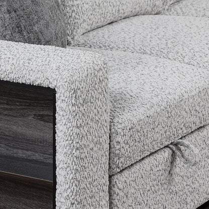 Giza Modular Sectional Sofa with Sleeper, Storage, USB Charging and Bouclé Upholstery in Gray