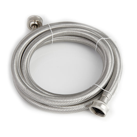 72" 304 Stainless Steel Wire Braided Flexible Hose, Dual-Layer PVC Inner Tube, 3/4" Brass Compression Fittings –  Supply Line for Washing Machine