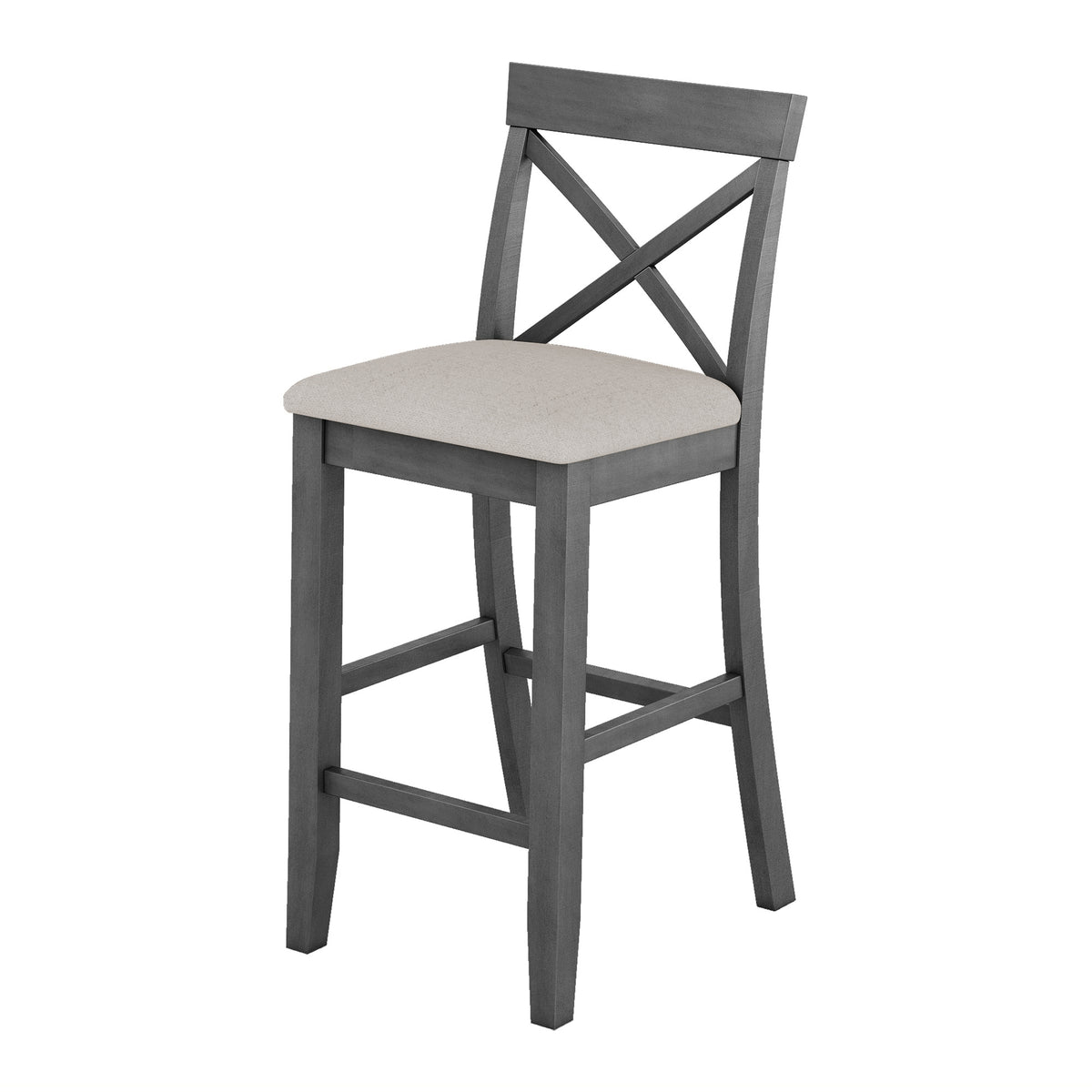 TOPMAX Farmhouse 48'Rectangular Wood Bar Height Dining Set Kitchen Breakfast Nook with 2 Chairs for Small Places, Gray+Beige