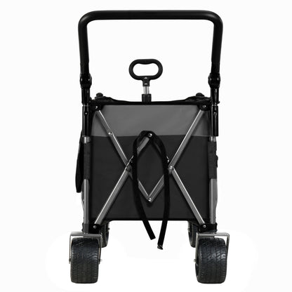 Multi-Functional Push-Pull Folding Wagon Cart with Rotating Handle & 360° All-Terrain Wheels – Heavy-Duty, Adjustable Design, Large Capacity for Transport, Groceries, and Outdoor Use,Black
