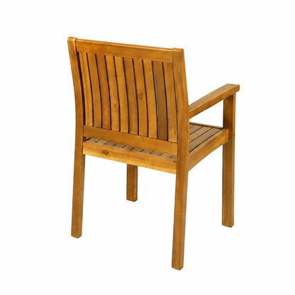 9‑Piece Acacia Wood Outdoor Dining Set, 64" Square Teak Finish Wooden Patio Table with 8 Arm Chairs, Slatted Tabletop & Chair Back, Ideal for Backyard Garden Patio