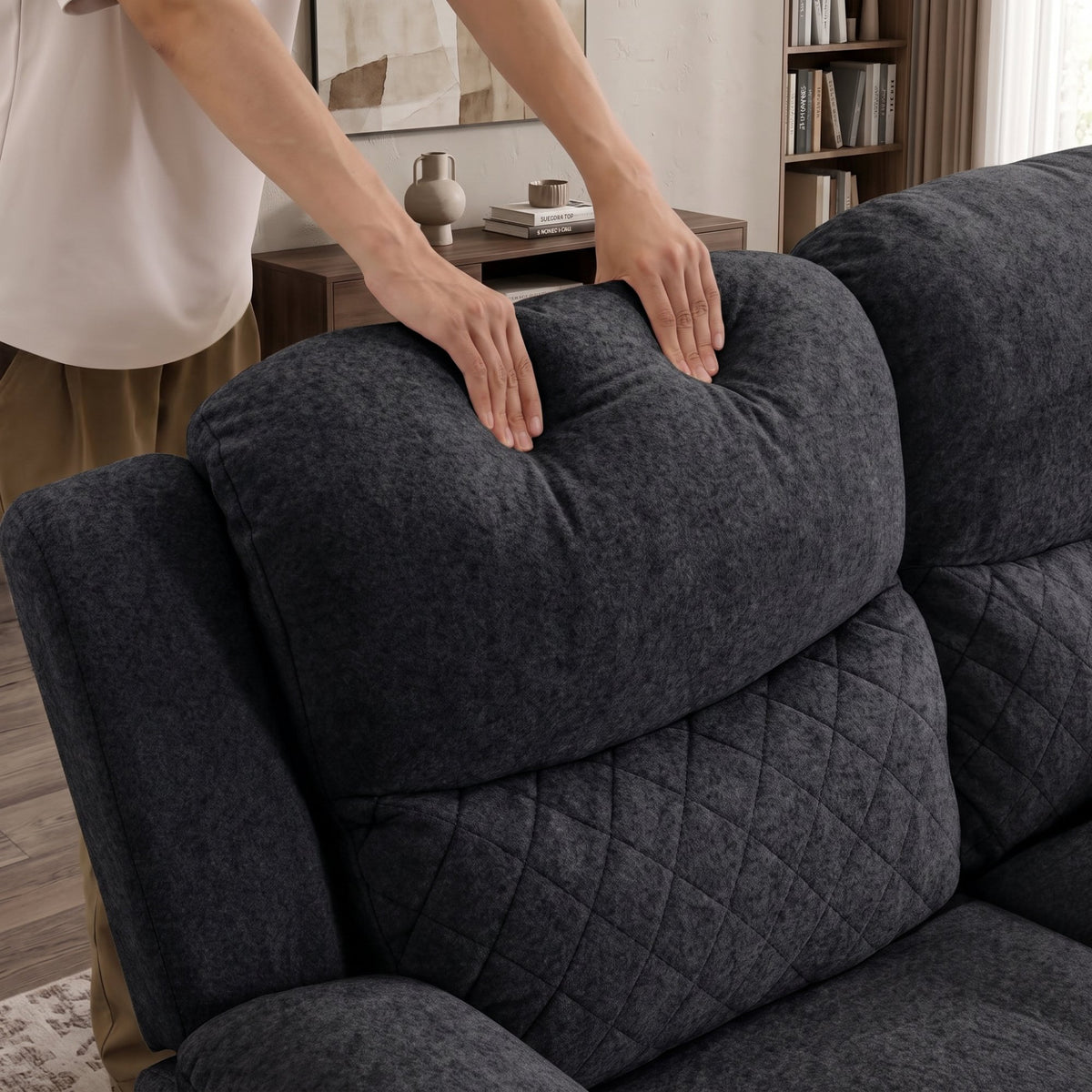 Thick Padded Single Accent Sofa Chair with Armrests, Comfort Indoor Lazy Lounge Chair for Living Room Bedroom Home