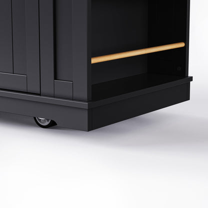 K&K 53inch Large Kitchen Island with Drop Leaf, Power Outlet, Door Internal Storage Rack